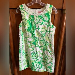 Lilly Pulitzer Green and White Heartbreaker print Mila shift dress Sz 10